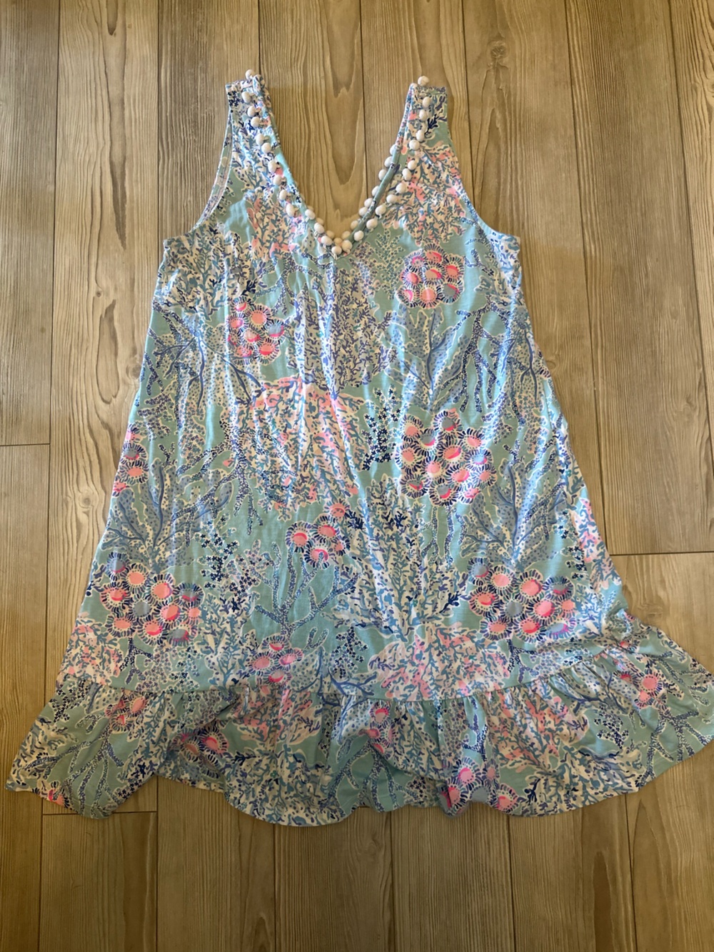 Lilly Pulitzer Seafoam Floral Sundress with Pink Blooms
